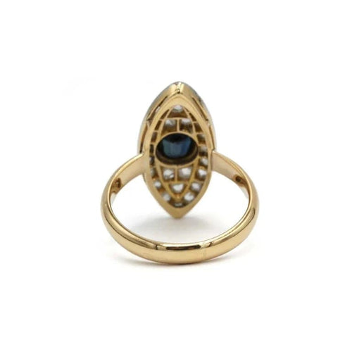 Bague 58 Bague marquise en or jaune et platine avec saphir et diamants 58 Facettes 260023R