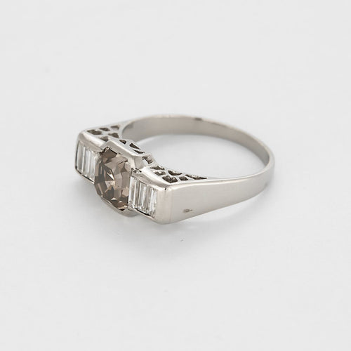Bague 51.5 Bague en platine, diamant chocolat et diamant blanc 58 Facettes B250636