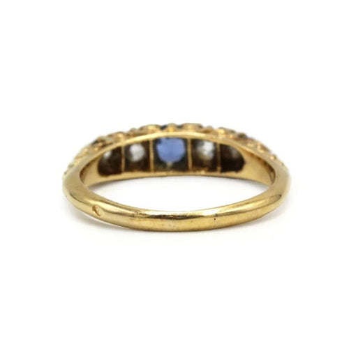 Bague 54 Bague jarretière victorienne en or jaune, saphir synthétique et diamants 58 Facettes 260029R