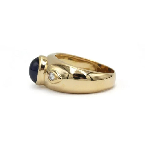Bague 54.5 Bague jonc en or jaune 750 avec saphir et diamants 58 Facettes 260018R