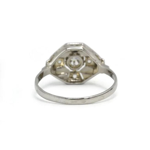 Bague 55 Bague Art déco en or blanc et platine avec diamants 58 Facettes 260003R