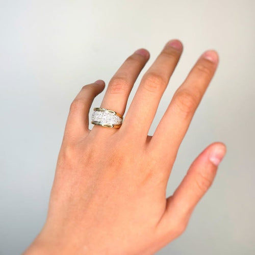 Bague 50 Bague bandeau en or bicolore 750 et diamants 58 Facettes 260013R