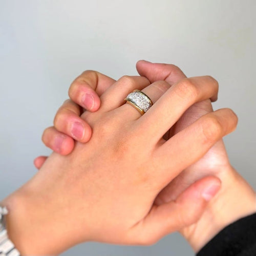 Bague 50 Bague bandeau en or bicolore 750 et diamants 58 Facettes 260013R