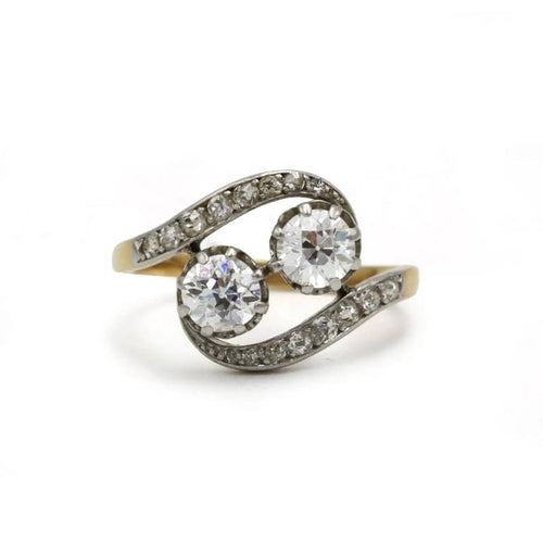 Bague 54 Bague Toi & Moi en or jaune, platine et diamants 58 Facettes 260007R