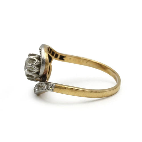 Bague 54 Bague Toi & Moi en or jaune, platine et diamants 58 Facettes 260007R