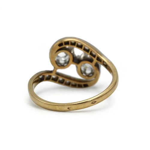 Bague 54 Bague Toi & Moi en or jaune, platine et diamants 58 Facettes 260007R