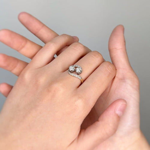 Bague 54 Bague Toi & Moi en or jaune, platine et diamants 58 Facettes 260007R