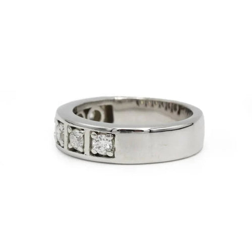 Bague 54 Demi-alliance - Bague en or blanc 750‰ et diamants 58 Facettes 250472R