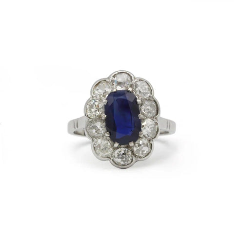 Bague 56.5 Bague marguerite - Platine 950, saphir et diamants 58 Facettes 250471R