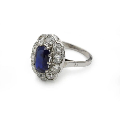 Bague 56.5 Bague marguerite - Platine 950, saphir et diamants 58 Facettes 250471R