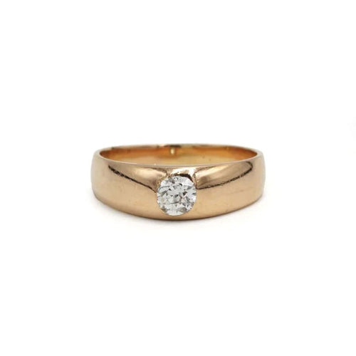 Bague 57 Bague jonc en or rose 750‰ sertie d’un diamant taille ancienne 58 Facettes 250465R