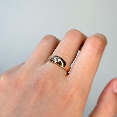 Bague 57 Bague jonc en or rose 750‰ sertie d’un diamant taille ancienne 58 Facettes 250465R