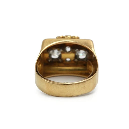 Bague 59 Bague tank en or jaune, platine et diamants 58 Facettes 250077SP