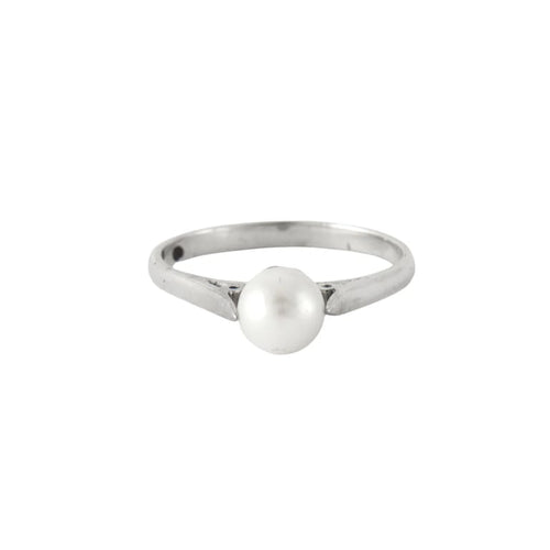 Bague 56.5 Bague Or blanc Perle de culture 58 Facettes