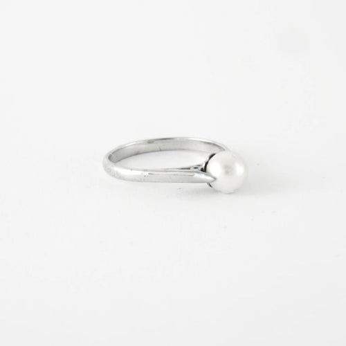 Bague 56.5 Bague Or blanc Perle de culture 58 Facettes