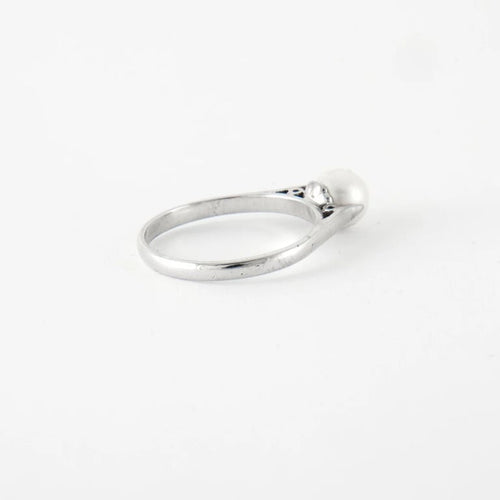 Bague 56.5 Bague Or blanc Perle de culture 58 Facettes