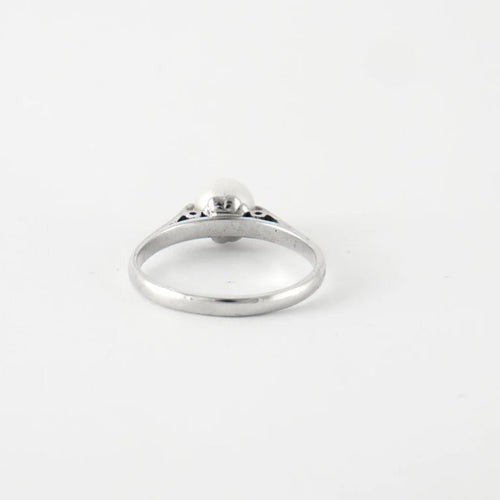 Bague 56.5 Bague Or blanc Perle de culture 58 Facettes