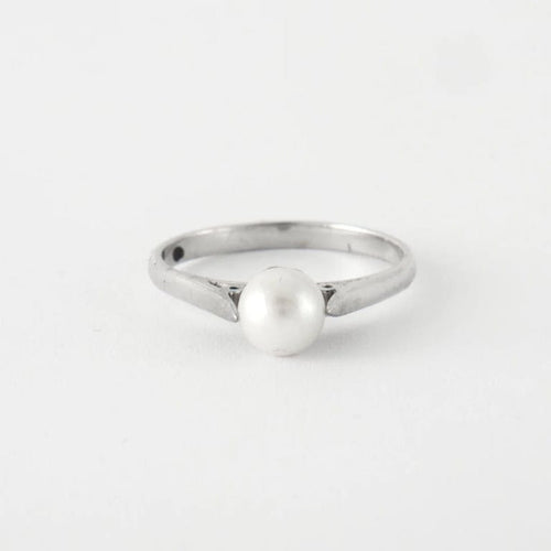 Bague 56.5 Bague Or blanc Perle de culture 58 Facettes