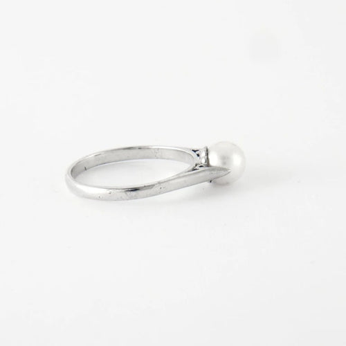 Bague 56.5 Bague Or blanc Perle de culture 58 Facettes