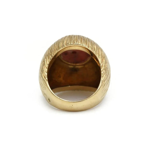Bague 51 Bague bombée ciselée en or jaune 750‰ et corail rose 58 Facettes 250073SP