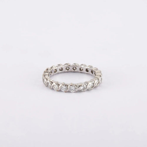 Bague 52 Alliance américaine - Bague en or blanc et diamants 1,76 ct 58 Facettes 220416R
