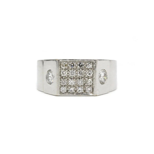 Bague 65 Chevalière Or blanc & Diamants 58 Facettes 220237R
