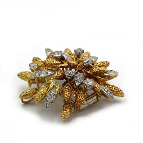 Broche OJ Perrin - Broche bouquet en or jaune et platine, diamants 58 Facettes 250175R