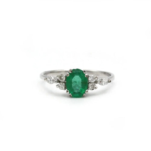 Bague 54 Bague - Or blanc, Diamants & Emeraude 58 Facettes 250201R