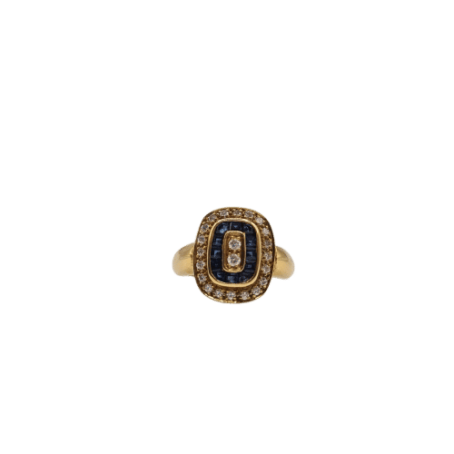 Bague 52 Bague Art déco en or jaune, saphirs et diamants 58 Facettes