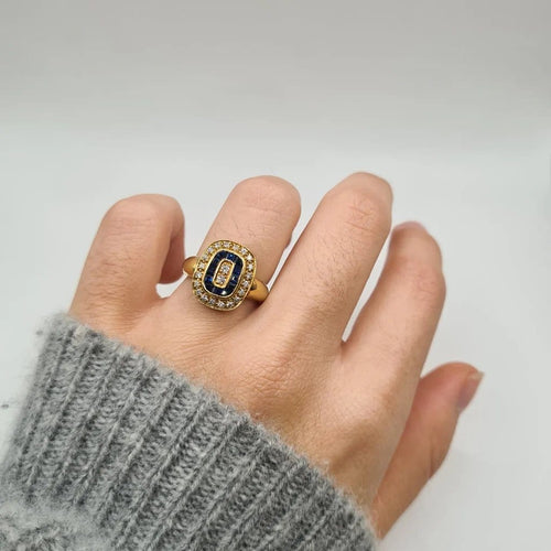 Bague 52 Bague Art déco en or jaune, saphirs et diamants 58 Facettes