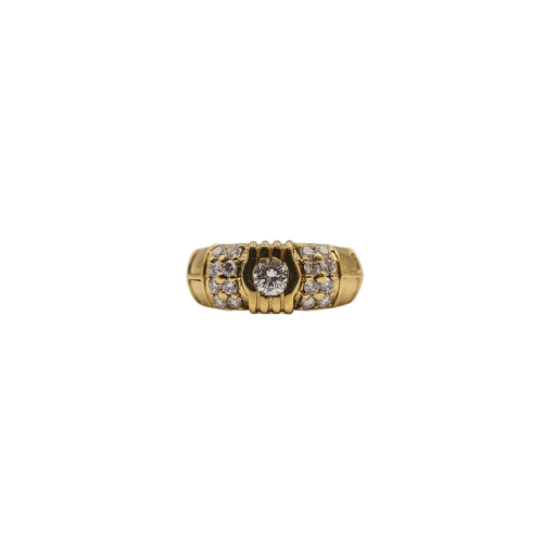 Bague 55 Bague en or jaune 18 carats sertie de diamants 58 Facettes