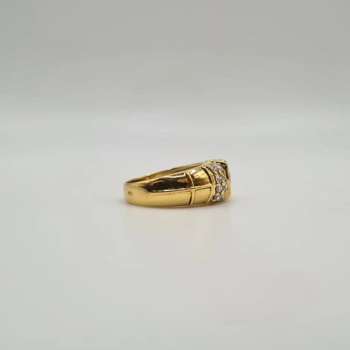 Bague 55 Bague en or jaune 18 carats sertie de diamants 58 Facettes