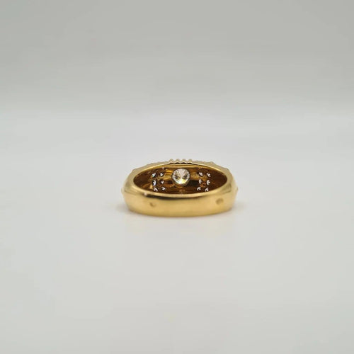 Bague 55 Bague en or jaune 18 carats sertie de diamants 58 Facettes