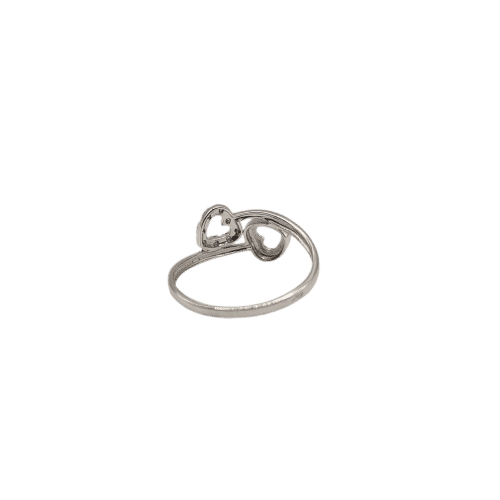 Bague 54 Bague Toi & Moi cœurs en or blanc 18 carats et diamants 58 Facettes