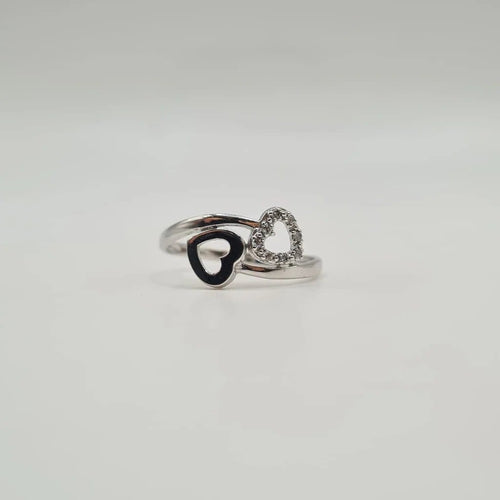 Bague 54 Bague Toi & Moi cœurs en or blanc 18 carats et diamants 58 Facettes