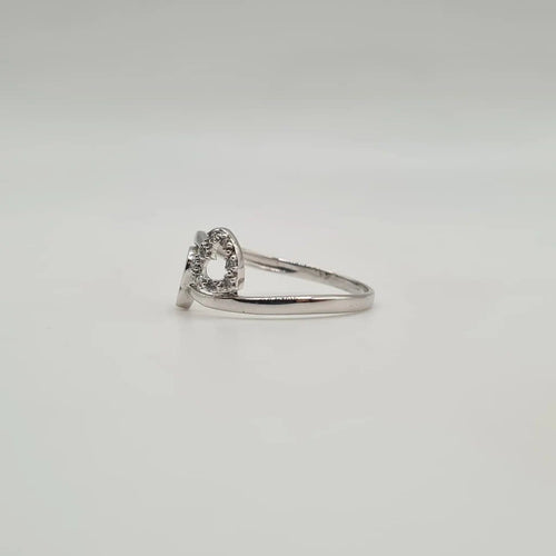 Bague 54 Bague Toi & Moi cœurs en or blanc 18 carats et diamants 58 Facettes