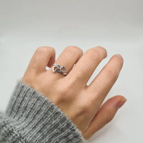 Bague 54 Bague Toi & Moi cœurs en or blanc 18 carats et diamants 58 Facettes