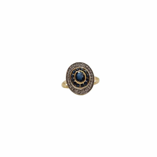 Bague 54 Bague Art déco en or jaune 18 carats, saphirs et diamants 58 Facettes