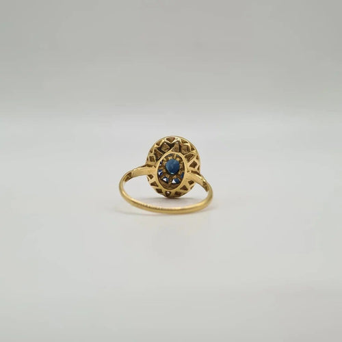 Bague 54 Bague Art déco en or jaune 18 carats, saphirs et diamants 58 Facettes