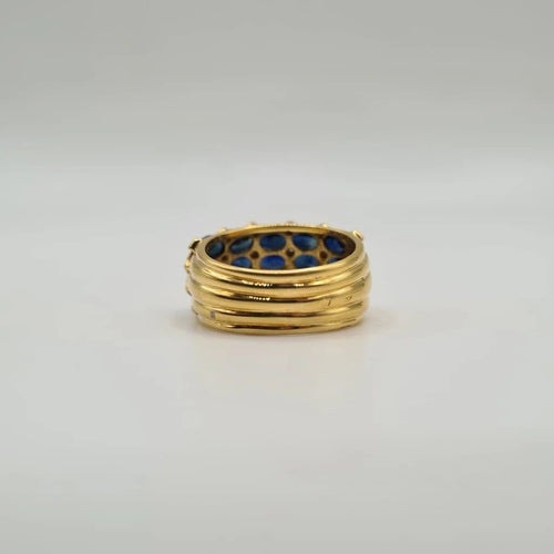 Bague 52.5 Bague bombée en or jaune, saphirs et diamants 58 Facettes