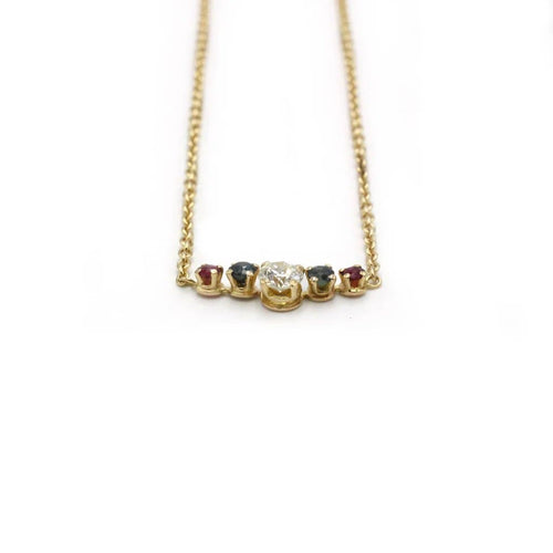 Collier Collier - Or jaune, Diamant, Saphirs & Rubis 58 Facettes 250401R