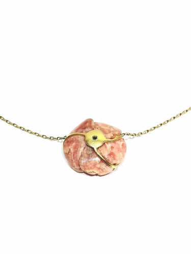 Collier Collier en or rose 18 carats et porcelaine avec diamant brillant 58 Facettes