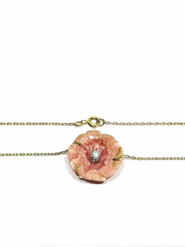 Collier Collier en or rose 18 carats et porcelaine avec diamant brillant 58 Facettes
