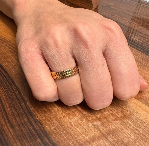 Bague 53.5 Alliance - Bague en or rose 18 carats pointe de diamant 58 Facettes
