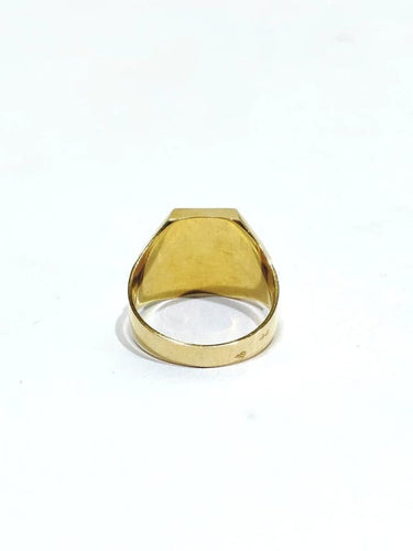 Bague 55 Chevalière en or champagne 18 carats guillochée « E H » 58 Facettes