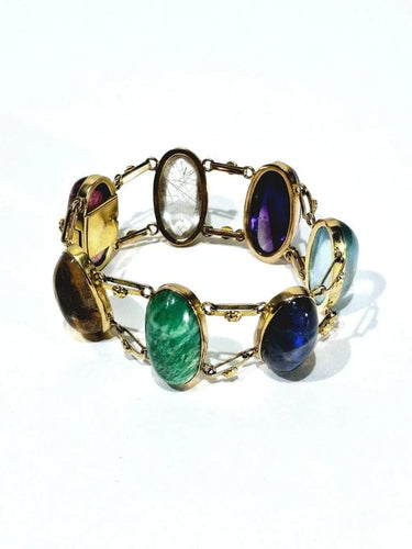Bracelet Bracelet en or champagne 18 carats à cabochons de pierres fines 58 Facettes