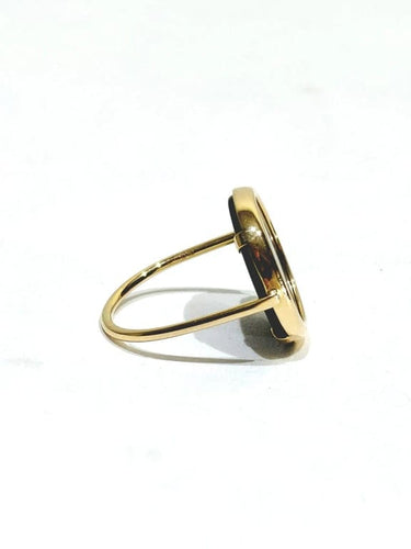 Bague 59 Ginette NY - Bague en or rose 18 carats et onyx 58 Facettes