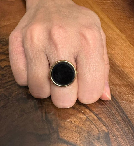 Bague 59 Ginette NY - Bague en or rose 18 carats et onyx 58 Facettes