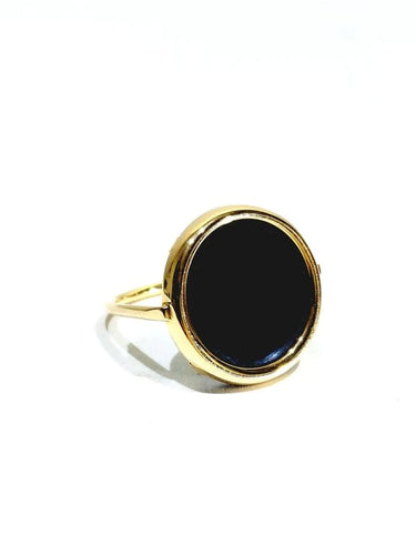 Bague 59 Ginette NY - Bague en or rose 18 carats et onyx 58 Facettes