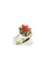 Bague 58 Bague en or jaune 18 carats avec diamants et corail rouge 58 Facettes